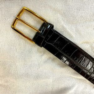 Real leather alligator style belt size xxl brown and gold